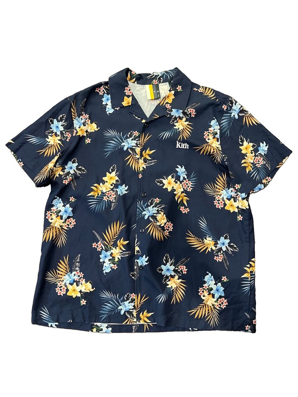 KITH Thompson Camp Collar Shirts Navy Nocturnal XL Floral Aloha Hawiian